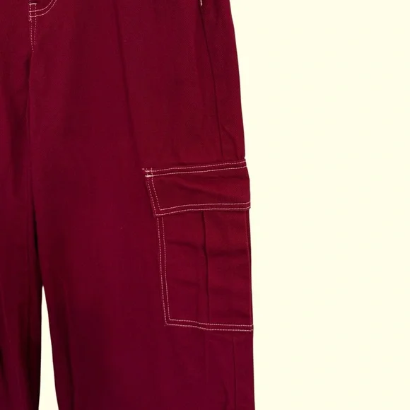 RSQ Women'sSize 26 Low Rise Wide Leg Cargo Jeans Garnet Baggy Y2K - Picture 3 of 12